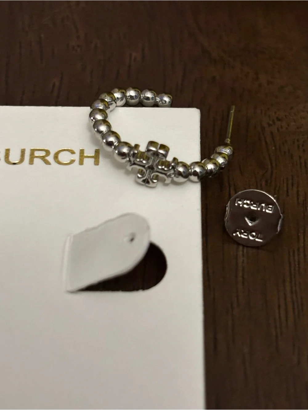 Brand new silver plated, Tory Burch hoop earrings